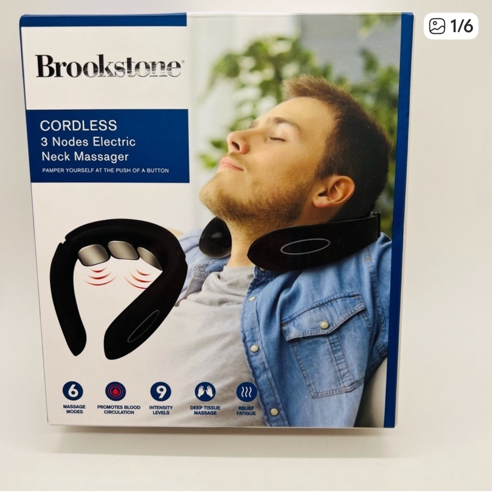 $100 Brookstone Black Cordless 3-Node Neck Massager